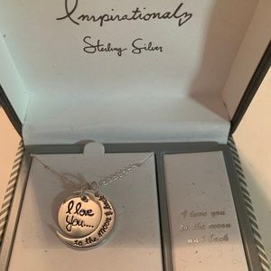 Sterling Silver Necklace I Love u to Moon & Back